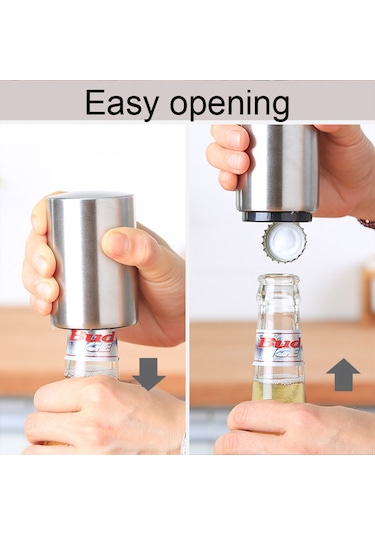 Paslanmaz Çelik Şişe Açacağı Otomatik Bira Soda Kapağı Şarap İçme Şişesi Açacağı Seti Mutfak Aksesuarları Aletler Aletler Gümüş