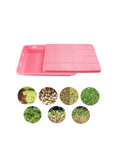Suntek Tohum Filizleme Tepsisi 2 Katmanlı Mikro Yeşiller Pembe