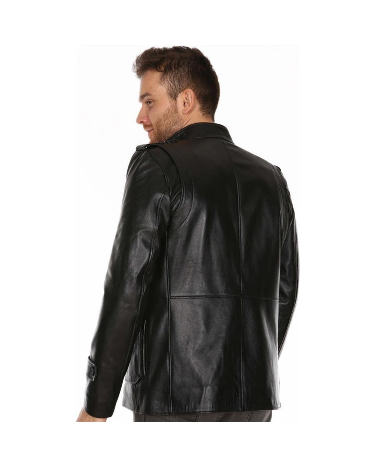 Hakiki Deri Siyah Venetta Erkek Deri Mont Siyah