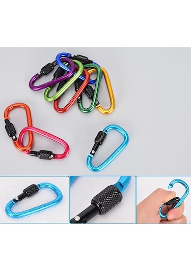 Pazly 10 Adet Çok Amaçlı Kilitli Karabina - Hiking, Kamp, Günlük Kullanım İçin Pratik