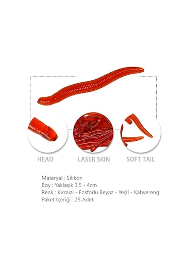 MSO Olta Balıkçılık Cezbedici Kokulu Silikon Solucan Yapay Yem