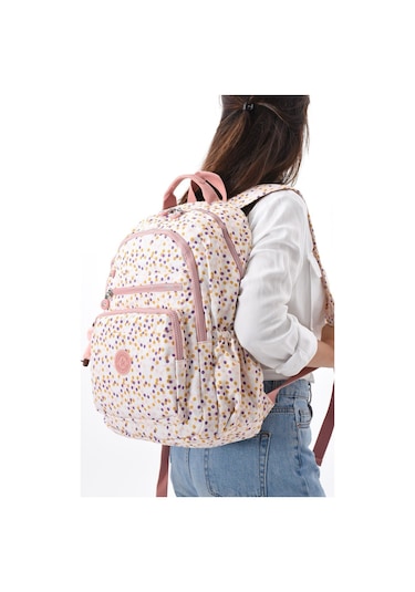 8861 Unisex Klınkır Maymunlu Günlük Ve Okul Sırt Çantası Pembe