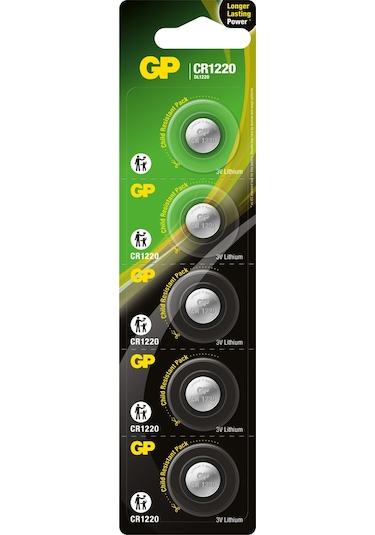 GP CR1220 3V Lityum Blister Düğme Pil 5'li