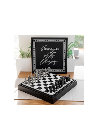 Sönmeyen Ateş Olimpos Paslanmaz Çelik Satranç Takımı Gri