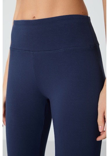Tommy Life İndigo Yüksek Bel Termal Slim Fit Dar Paça Kadın Tayt - 94577 İndigo