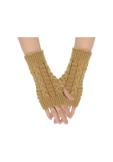 Bilek Eldivenleri Parmaksız Kadın Eldivenleri Khakı Brown Khakı Khakibru