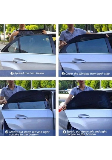 Fochsia Siyah 4 Parça Araç Güneşlik Seti Ön Arka Cam Panjur Karavan Rv Perdesi Üstün Koruma