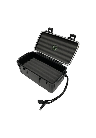 Cigar Caddy 15 Siyah Bayraklı Travel Humidor Puro Kutusu
