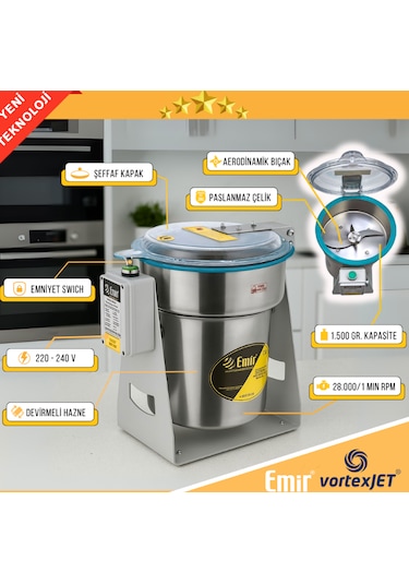 Tarhana Öğütücü Öğütücü Değirmen Makinesi 1500 Gr 28000 Devir