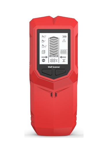 Aubyhe Kırmızı Duvar Tarayıcı, 6 Fonksiyonlu Metal/çelik/ Elektrik Teli Dedektörü, Yüksek Hassasiyetli, Pil Yok