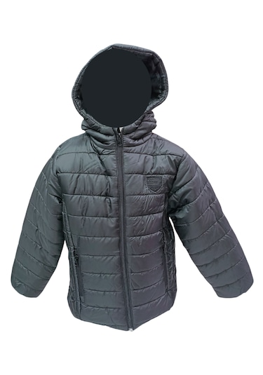 Erkek Çocuk Speedy Armalı Kapüşonu Sabit İçi Polar Astarlı Siyah Mont Siyah