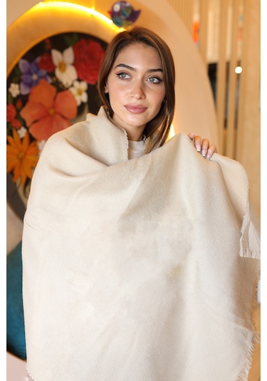 Yumuşak Dokulu Kalın Düz Atkı Omuz Şalı 70x180 CM 1206 Bej