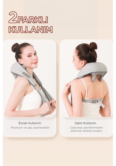 Vnb-01 Gri İnsan Eli Hissi Veren Şarjlı Masaj Cihazı Boyun Sırt Ve Bacak Masaj Cihazı Gri