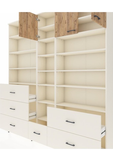 Arges Dolap 17 Raflı 6 Çekmeceli 3 Kapaklı 220x30x243 Aytaşı-çam/aytaşı Atlas Çam/aytası