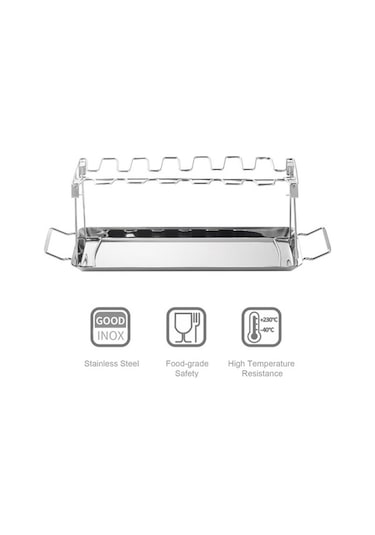 Didadodo 14 Yuvalı Mangal Tavuk Kanat Askısı - Katlanabilir, Drip Tepsili Pratik Tasarım