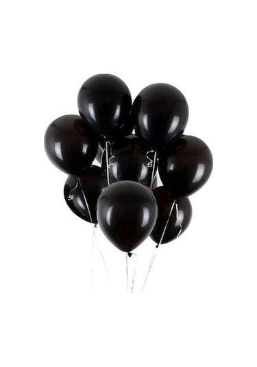 Siyah Balon Parlak Renkli 10'lu Paketli Balon 12 Inç - Siyah
