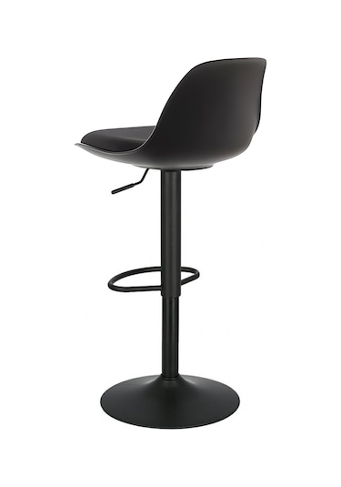 Bürocci Nadya Bar Sandalyesi - Siyah Deri - Mat Siyah Ayaklı Yüksek Bar Taburesi - 9537y0101 Siyah