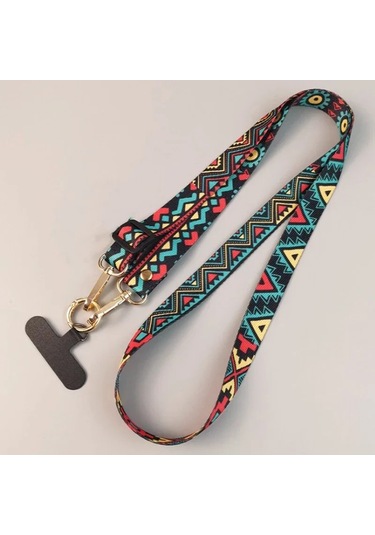 Wsshe Retro Desenli Evrensel Telefon Kordonu - Crossbody Uzun Askı - Antikayıp Klip - Boyun Askısı Rose Red