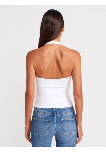 Dilvin 21052 Halter Yaka Top-beyaz-14403