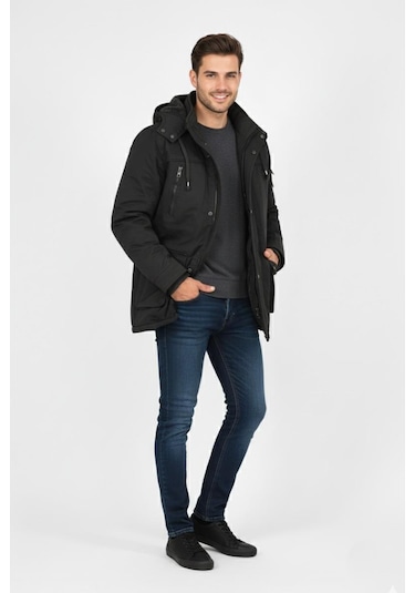 Erkek Spor Kanvas Kapüşonlu Parka 85134 Bgl-st04883 Haki