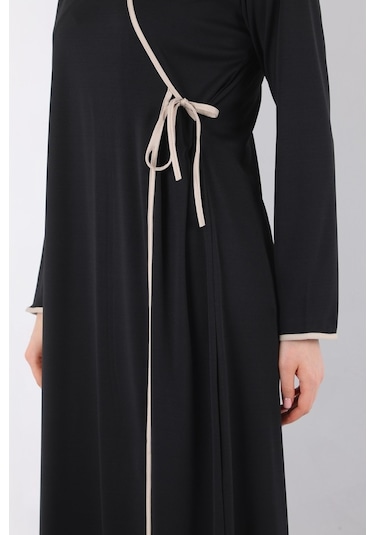 Aslınur Yandan Bağlamalı Namaz Elbisesi Siyah