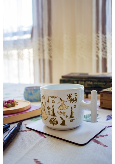 Semazenin Halleri T Kulplu Seramik Kupa Bardak