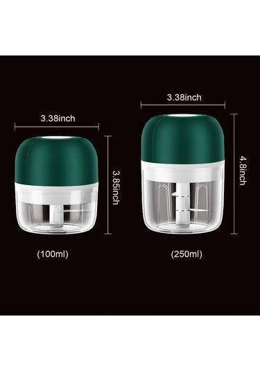 Xiyyadms Büyük Boy Yeşil Usb Şarjlı Taşınabilir Elektrikli Gıda Dilimleyici - Çinko, Sebze, Et Ve Soslar İçin Paslanmaz Çelik Bıçaklı Blender Yeşil