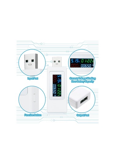 Reedark Usb Test Cihazı - Hızlı Şarj Voltaj Akım Ölçer 4-30v/6.5a Lcd Ekranlı