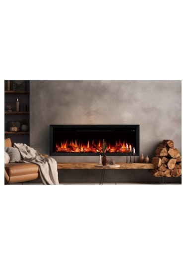 Alaf 160 Elektrikli Şömine - Isıtıcılı, Metal Çerçeveli, Tek Renk