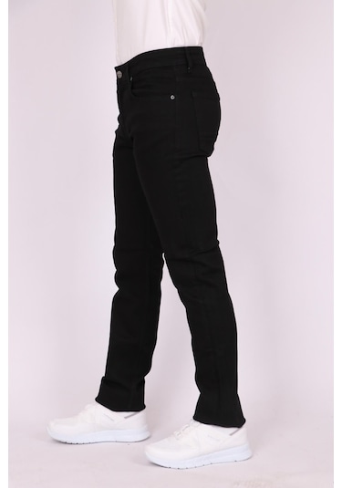 Erkek Siyah Slim Fit Dar Kesim Pamuk Denim Esnek Jean Kot Pantolon