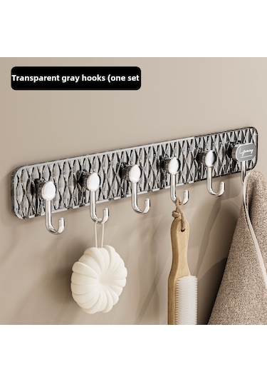 Springsun Güçlü Yapıştırıcı 6'lı Transparan Gri Askı, Delme Yok Oturma Odası/ Mutfak/ Banyo Giysi-havlu Asma Aracı Diğer
