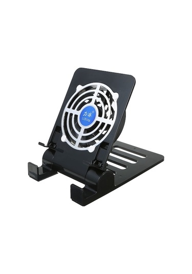 Akıllı Telefon Ve Tablet İçin Ayarlanabilir Soğutucu Fanlı Stand - Sessiz Ve Geniş Kullanım Alanı, Siyah