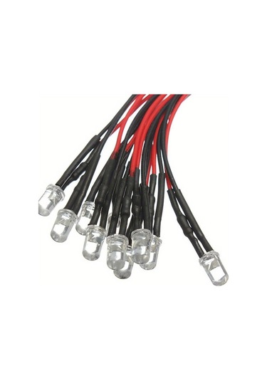 20 Adet Dc 12v Ön Kablolu 5mm Led Işık Lamba Ampulü Kablolu Yayan Diyotlar Şeffaf Sarı Mavi Yeşil Beyaz Kırmızı Mavi