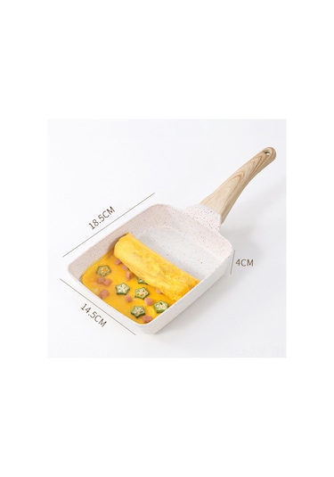 Ximistore9 Japon Omlet Tavası, Yapışmaz Kare Tava, Çok Amaçlı Alüminyum Tava, Ahşap Saplı Siyah