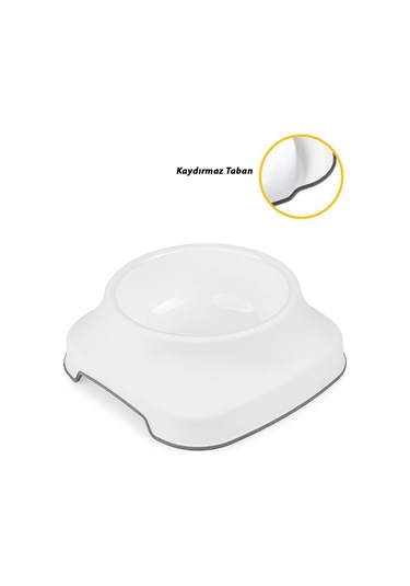 Pribor Kedi Köpek Mama Ve Su Kabı 2 Lt Silikon Kaydırmaz Taban Beyaz