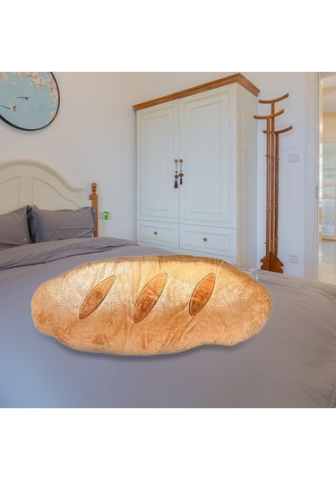 Suntek Ekmek Şeklinde Peluş Yastık 3d Yumuşak Bel Desteği Turuncu