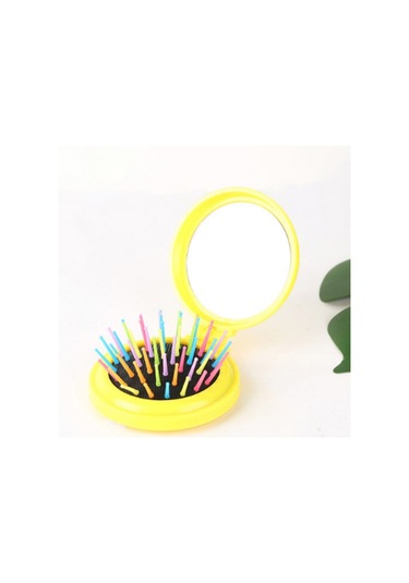 Sones Seyahat Taşınabilir Katlanır Masaj Aynası Tarak Sarı