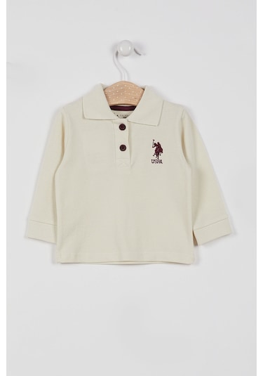 U.S. Polo Assn. Lisanslı Classic Uzun Kol Yakalı Bebek Sweatshirt - Ekru