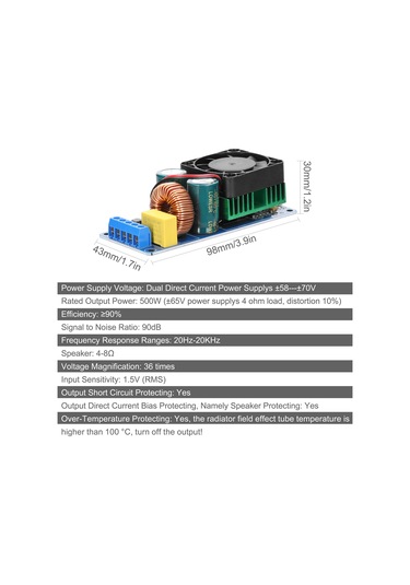 Honmex 500w Güçlü Irs2092s D Sınıf Hıfı Dijital Güçlendirici Kartı - Tek Sesli, 4-8ω Hoparlör Desteği, Aşırı Sıcaklık Ve Kısa Devre Koruma