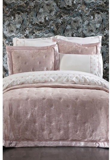 Valeria Lüx Nakışlı Çeyiz Paketi 9 Parça Cappucino Cappucino