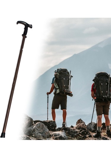 Dolıty Yaşlılar İçin Yürüyüş Bastonu Ergonomik Saplı Kahverengi Ve Siyah Çok Renkli