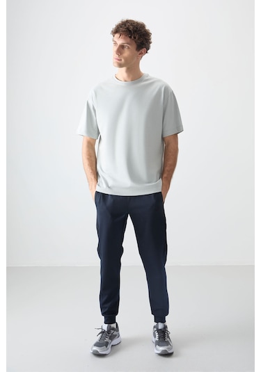Tommy Life Taş %100 Pamuk Kalın Yumuşak Dokulu Oversize Fit Basic Erkek T-shirt - 88353 Taş