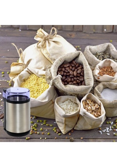 Bloomnest Ev Tipi Mini Paslanmaz Çelik Elektrikli Ot Öğütücü 180w Yüksek Güç 10s Hızlı Ultra İnce Kahve Değirmeni Gümüş