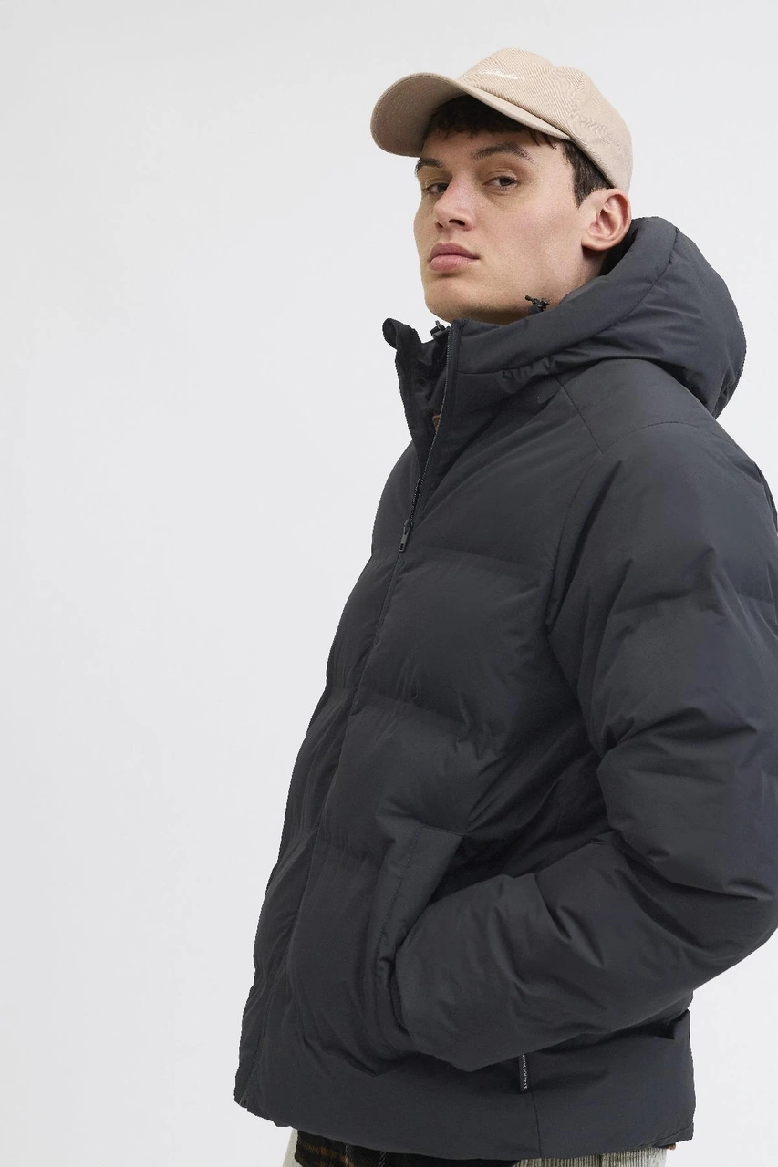 Erkek Jack & Jones Jjesoho Kapüşonlu Puffer Mont Siyah, Yüksek Kalite, Fermuarlı, Uzun Kollu, Kışlık Şişme Mont Siyah