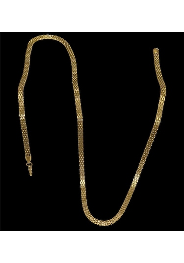 Gold Hasır Örme Çelik Zincir Erkek Kolye 65 Cm 5mm Gold