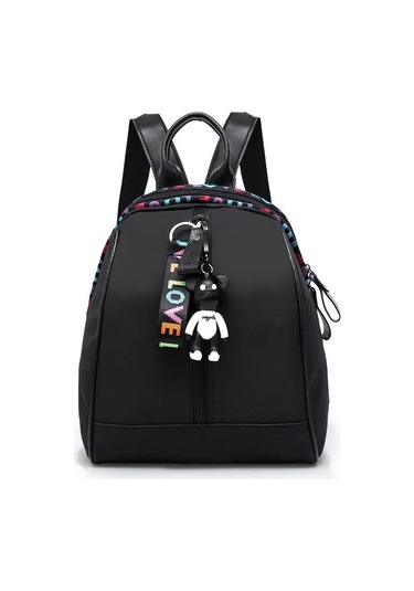 Renkli Kemerli Düzrenk Sırtçantalar İle Yüzler Gelgitin Kadın Kore Versiyonu Siyah