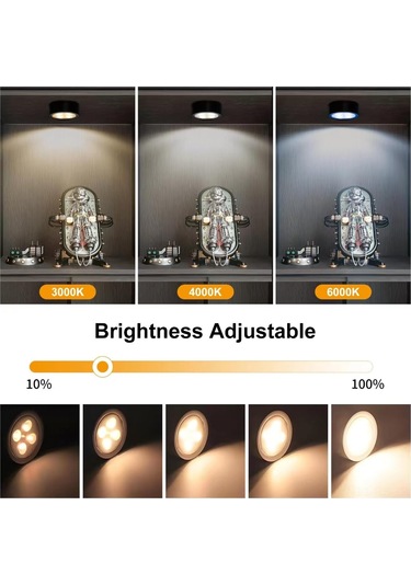 Reedark 3'lü Manyetik Sanat Lambası - 3 Renk Seçeneği, Parlaklık Ayarlı, Uzaktan Kumandalı, Pilli Tavan/wall Spotlights Siyah