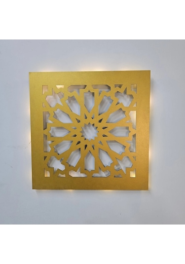 Led Işıklı Motif Tablo 1 - 30x30cm Gold