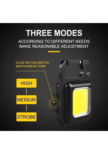 Mini El Feneri Şarj Edilebilir Parlama Cob Anahtarlık Işık Usb Şarj Acil Durum Lambaları Led Çalışma Işığı Taşınabilir Açık Kamp Işık Siyah