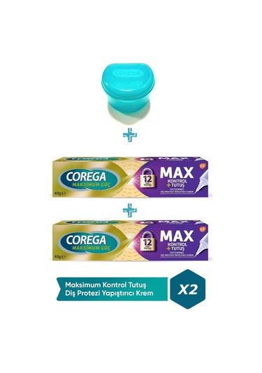 Maksimum Kontrol Protez Yapıştırıcı Krem 40gr 2 Adet + Protez Diş Saklama Kutusu Cbkshop